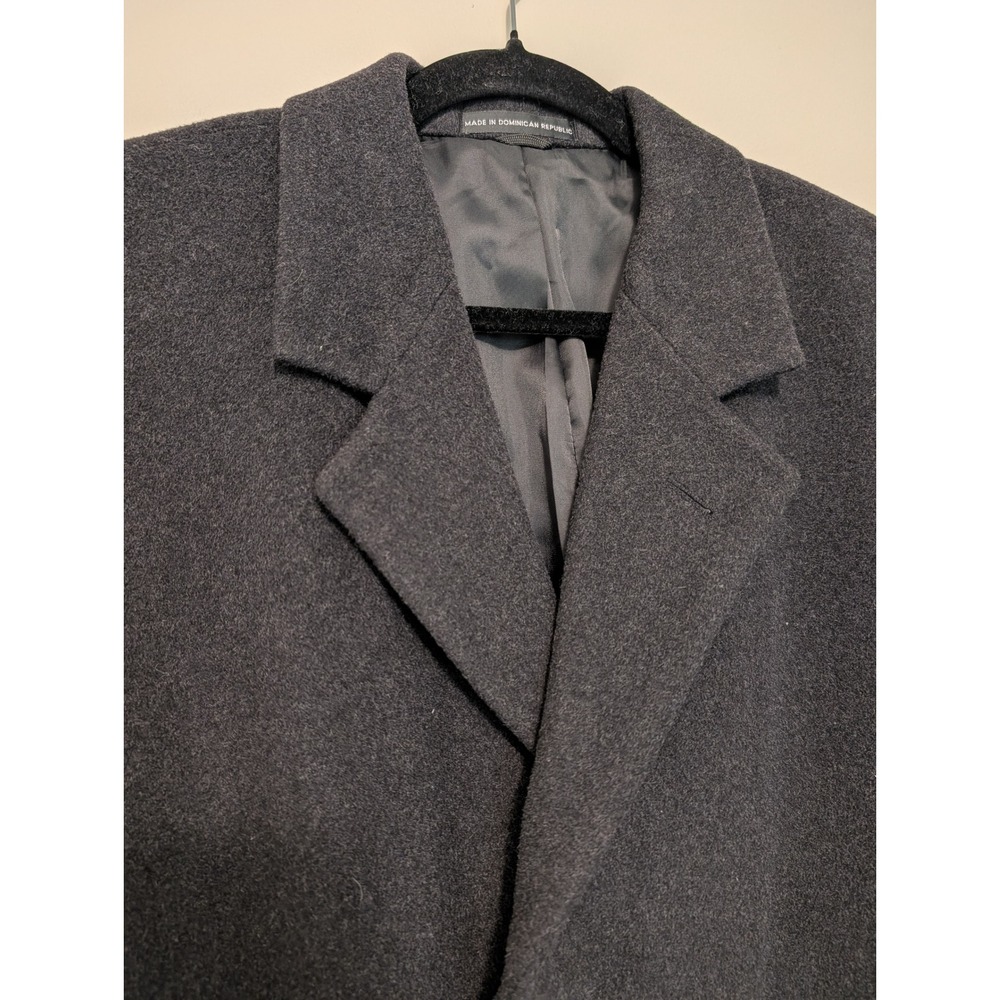 Vintage London Fog Mens 42R Overcoat Charcoal Grey Single Breasted Topcoat Long - Picture 5 of 9